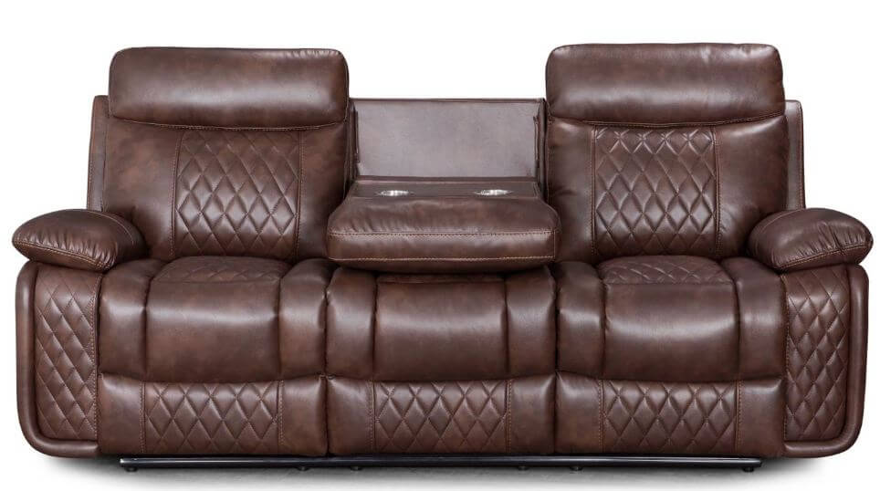 Product photograph of Hampton Original 3 Seater Reclining Sofa Tan Real Leather In Stock from Chesterfield Sofas.