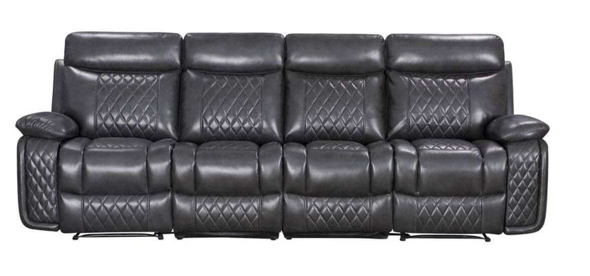 Product photograph of Hampton Original 4 Seater Reclining Sofa Charcoal Grey Real Leather In Stock from Chesterfield Sofas