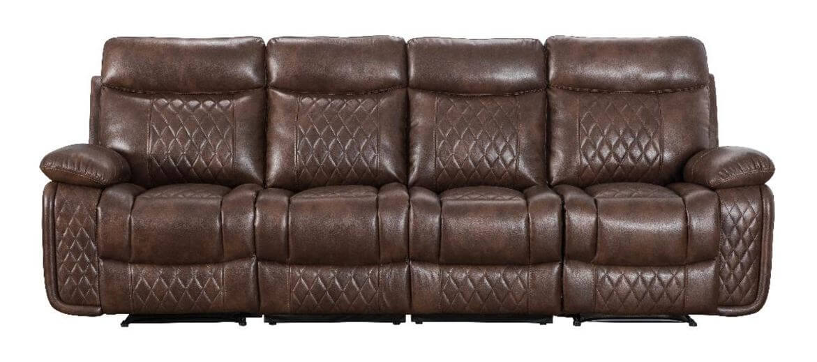 Product photograph of Hampton Original 4 Seater Reclining Sofa Tan Real Leather In Stock from Chesterfield Sofas