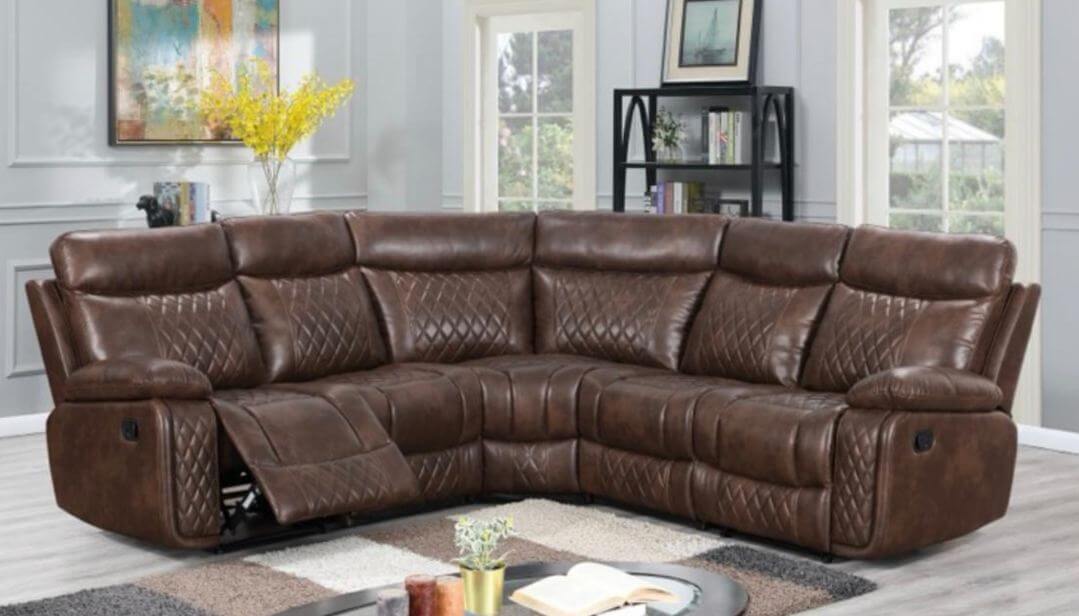Product photograph of Hampton Original Reclining Corner Group Sofa 2 C 2 Tan Real Leather In Stock from Chesterfield Sofas