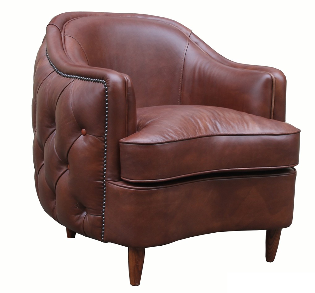 Product photograph of Harrowgate Chesterfield Buttoned Club Chair Vintage Brown Real Leather from Chesterfield Sofas