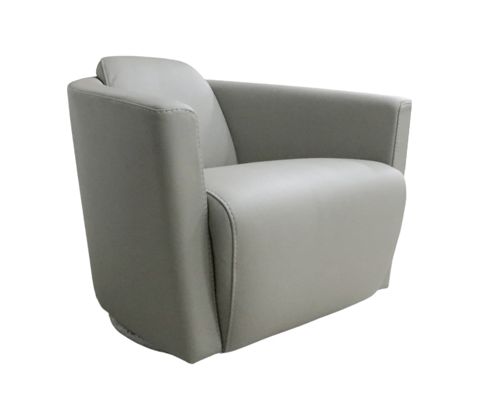 Product photograph of Hotel Swivel Tub Club Chair Bull Grigio Alluminio Grey Real Italian Leather from Chesterfield Sofas