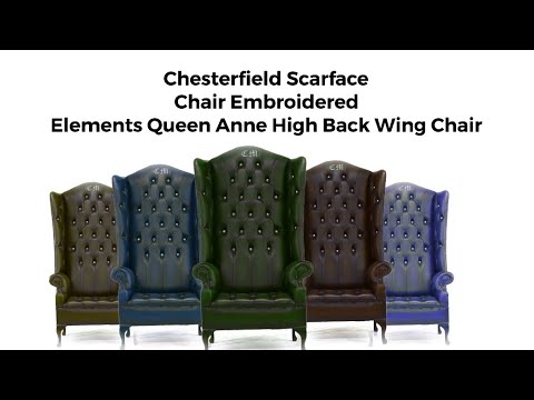 Product photograph of Chesterfield Embroidered Elements Scarface High Back Wing Chair White Leather from Chesterfield Sofas.