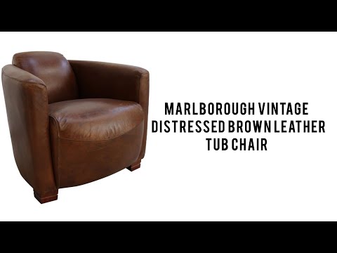 Product photograph of Marlborough Handmade Vintage Distressed Tan Leather Tub Chair In Stock from Chesterfield Sofas.