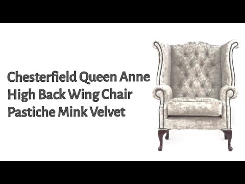 Product photograph of Chesterfield High Back Wing Chair Pastiche Mink Velvet In Queen Anne Style from Chesterfield Sofas.
