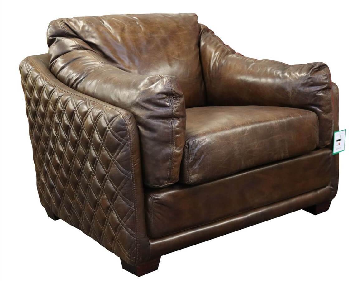 Product photograph of Hudson Genuine Luxury Vintage Retro Armchair Brown Distressed Real Leather In Stock from Chesterfield Sofas