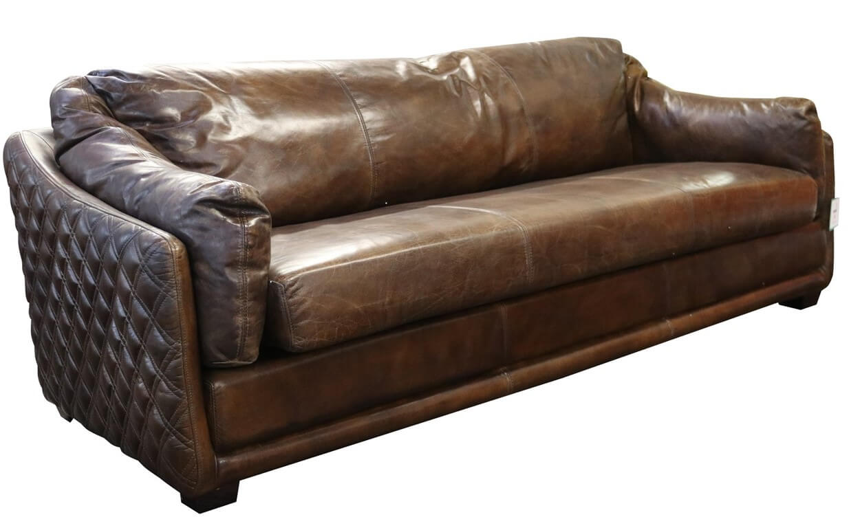 Product photograph of Hudson Genuine Vintage Retro 3 Seater Settee Sofa Brown Distressed Leather In Stock from Chesterfield Sofas