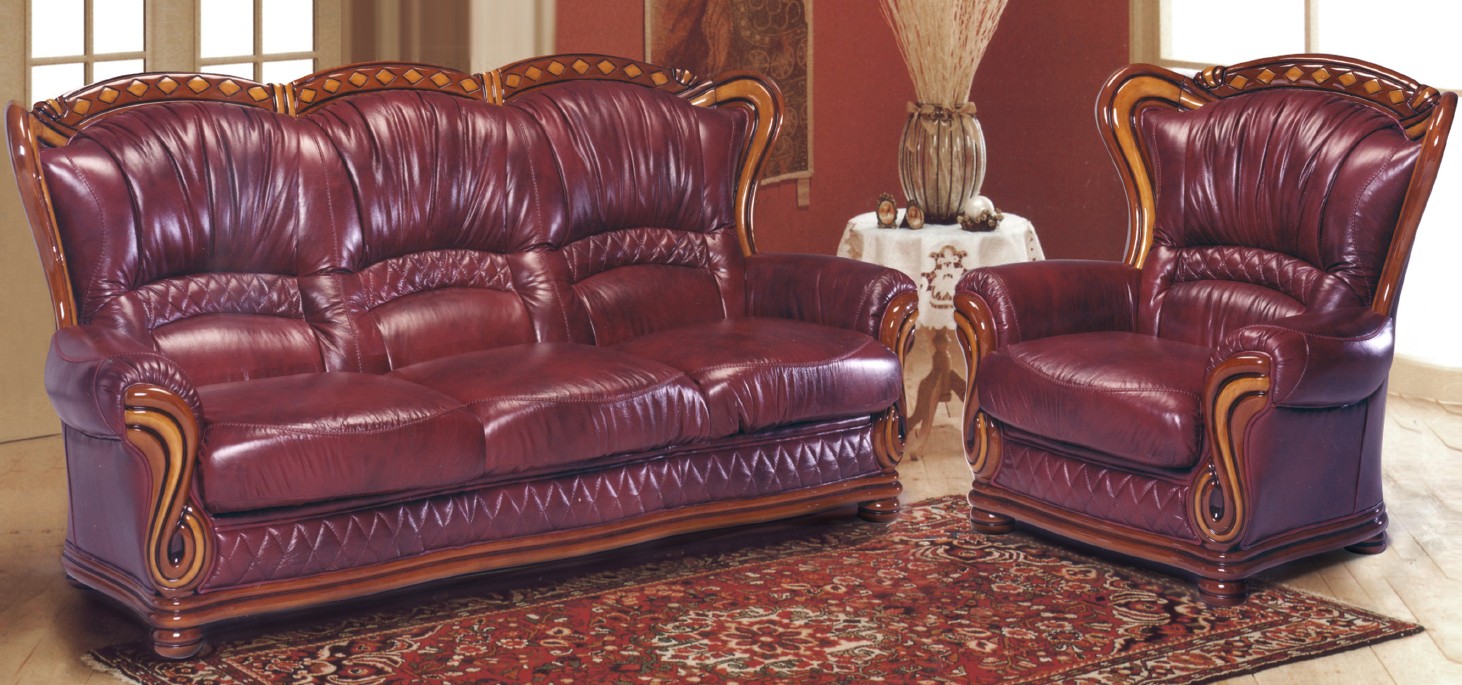 Product photograph of Incas Handmade 3 Seater Armchair Armchair Sofa Suite Italian Burgundy Real Leather from Chesterfield Sofas