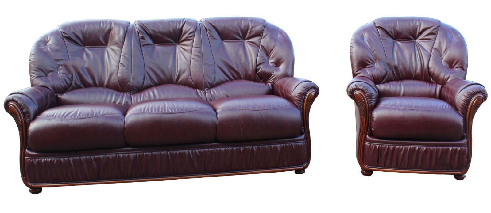 Product photograph of Indiana Handmade 3 Seater Armchair Sofa Suite Genuine Italian Burgundy Real Leather from Chesterfield Sofas