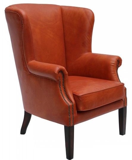Product photograph of Jaime Genuine Wing Chair Vintage Distressed Brown Real Leather from Chesterfield Sofas