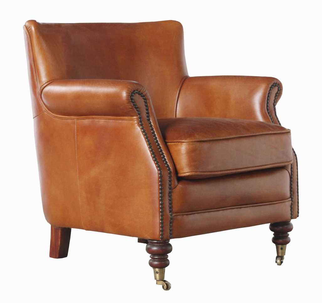 Product photograph of Jesper Handmade Vintage Tan Real Leather Armchair from Chesterfield Sofas