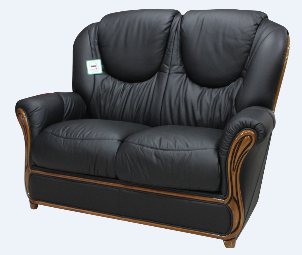 Product photograph of Juliet Handmade 2 Seater Sofa Settee Genuine Italian Black Real Leather from Chesterfield Sofas.