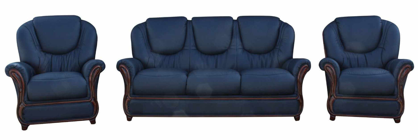 Product photograph of Juliet Handmade 3 1 1 Genuine Italian Navy Blue Leather Sofa Suite In Stock from Chesterfield Sofas
