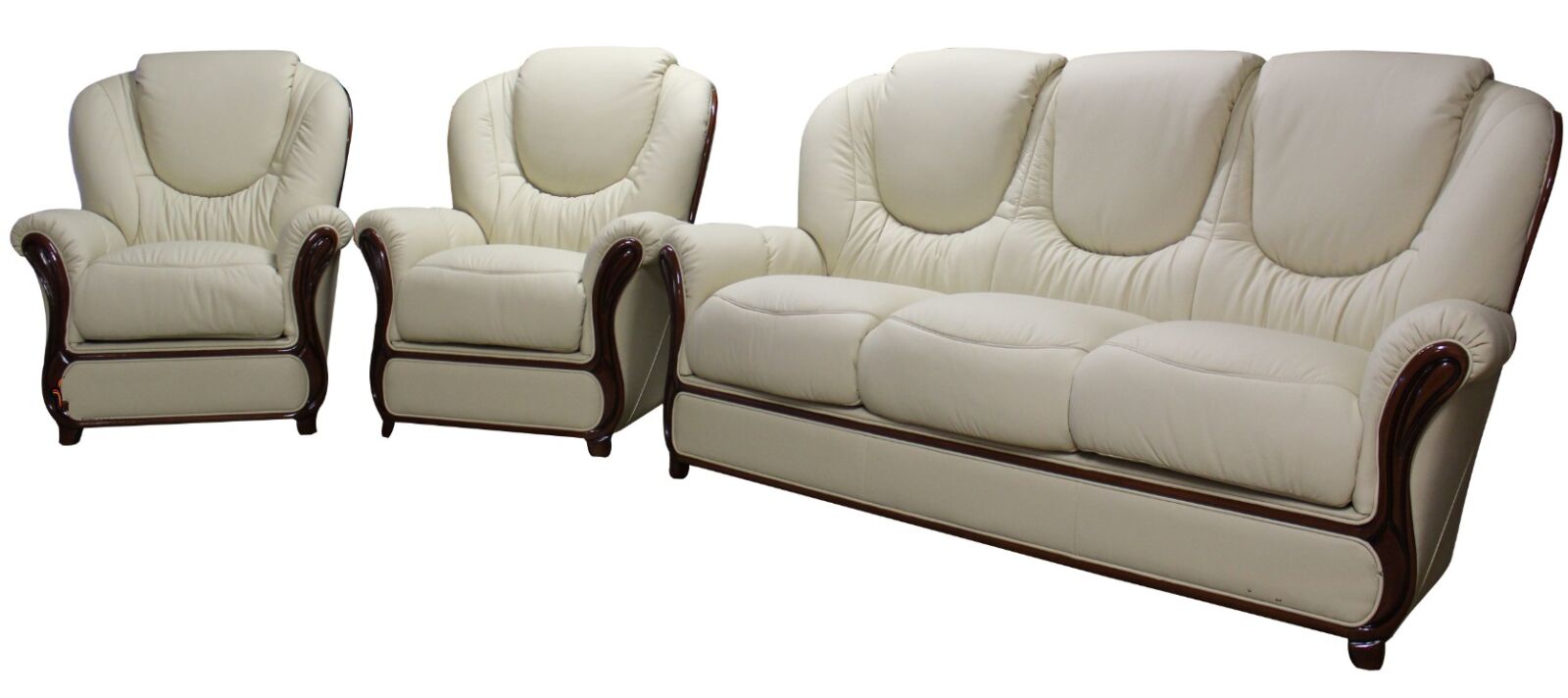 Product photograph of Juliet Handmade 3 1 1 Sofa Suite Genuine Italian Cream Real Leather from Chesterfield Sofas.