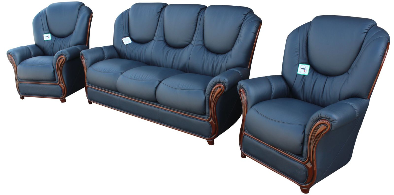 Product photograph of Juliet Handmade 3 1 1 Sofa Suite Genuine Italian Navy Blue Real Leather from Chesterfield Sofas.