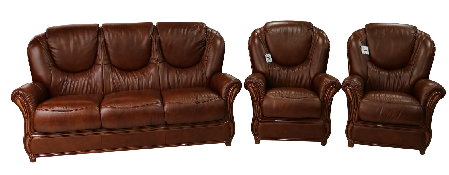 Product photograph of Juliet Handmade 3 1 1 Sofa Suite Genuine Italian Tabak Brown Real Leather from Chesterfield Sofas