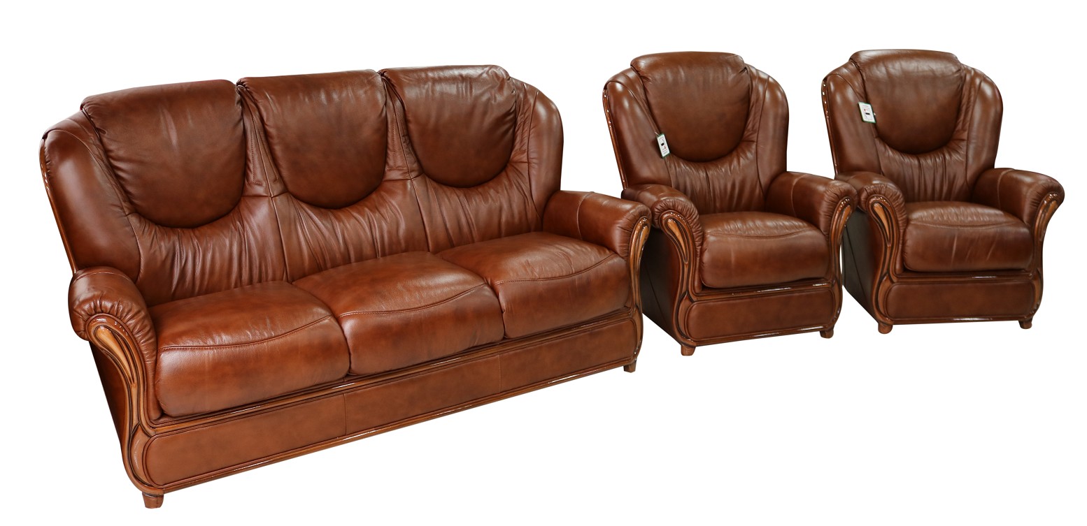 Product photograph of Juliet Handmade 3 1 1 Sofa Suite Genuine Italian Tabak Brown Real Leather from Chesterfield Sofas.