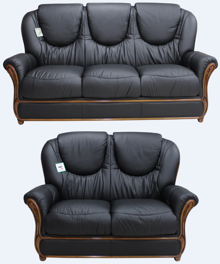 Product photograph of Juliet Handmade 3 2 Seater Sofa Suite Genuine Italian Black Real Leather from Chesterfield Sofas