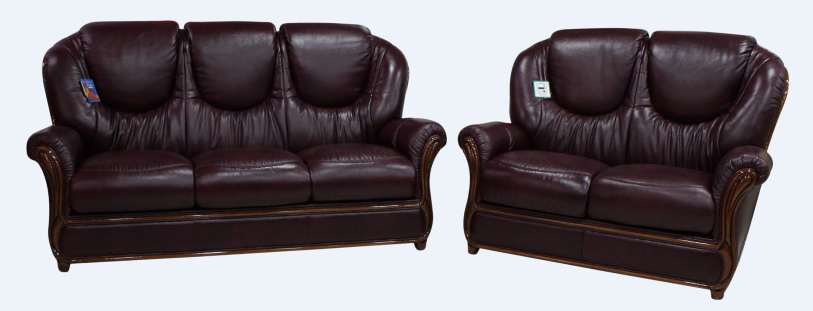 Product photograph of Juliet Handmade 3 2 Seater Sofa Suite Genuine Italian Burgandy Real Leather from Chesterfield Sofas