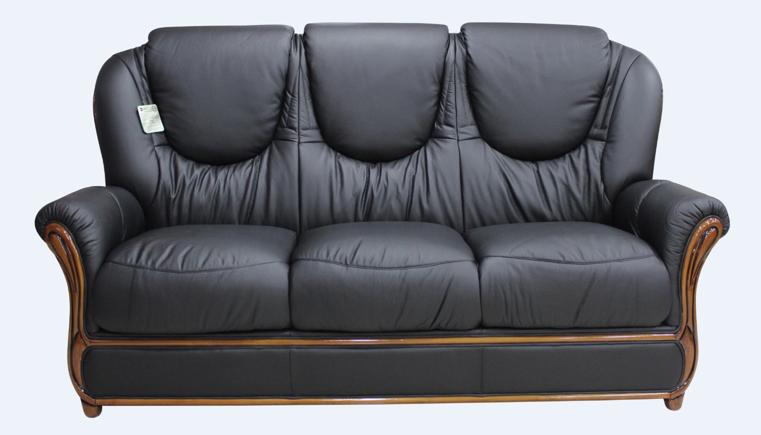 Product photograph of Juliet Handmade 3 Seater Sofa Settee Genuine Italian Black Real Leather from Chesterfield Sofas