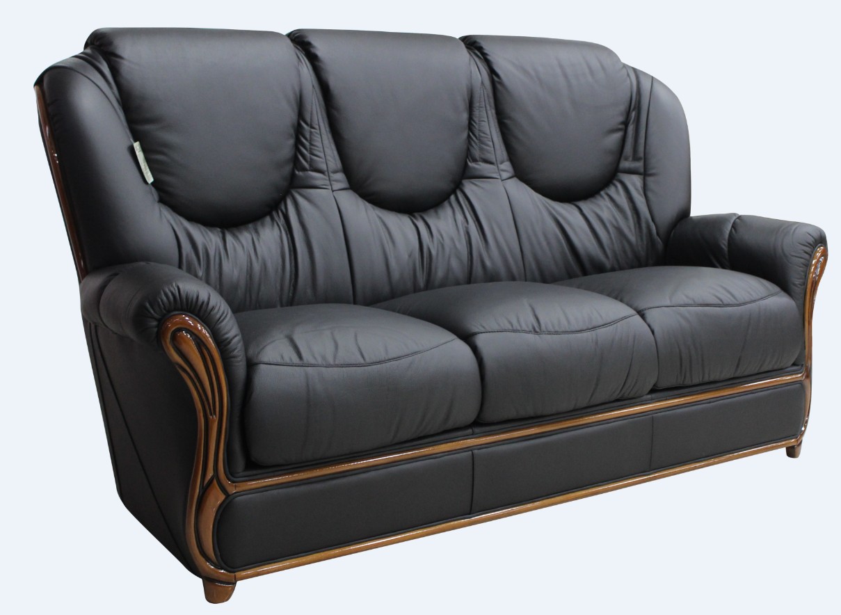 Product photograph of Juliet Handmade 3 Seater Sofa Settee Genuine Italian Black Real Leather from Chesterfield Sofas.