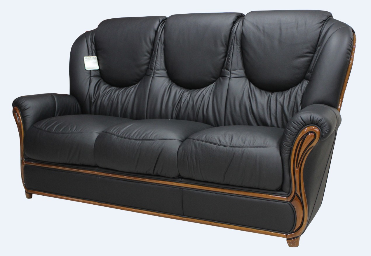 Product photograph of Juliet Handmade 3 Seater Sofa Settee Genuine Italian Black Real Leather from Chesterfield Sofas.