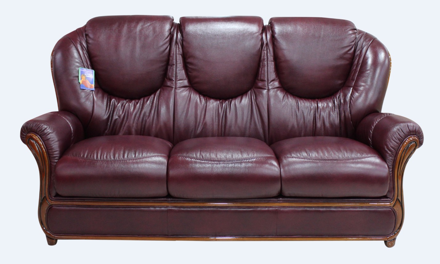 Product photograph of Juliet Handmade 3 Seater Sofa Settee Genuine Italian Burgandy Real Leather from Chesterfield Sofas