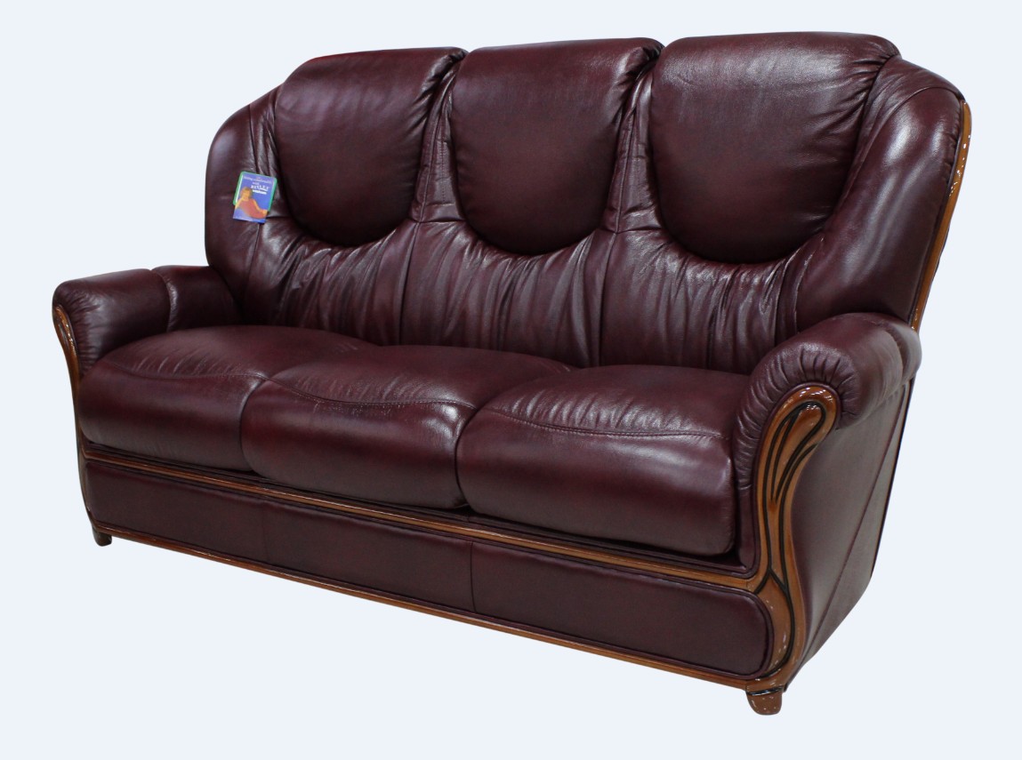 Product photograph of Juliet Handmade 3 Seater Sofa Settee Genuine Italian Burgandy Real Leather from Chesterfield Sofas.
