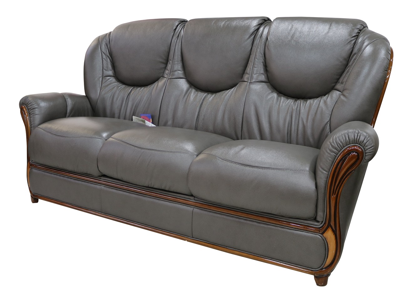 Product photograph of Juliet Handmade 3 Seater Sofa Settee Genuine Italian Dark Grey Real Leather from Chesterfield Sofas.