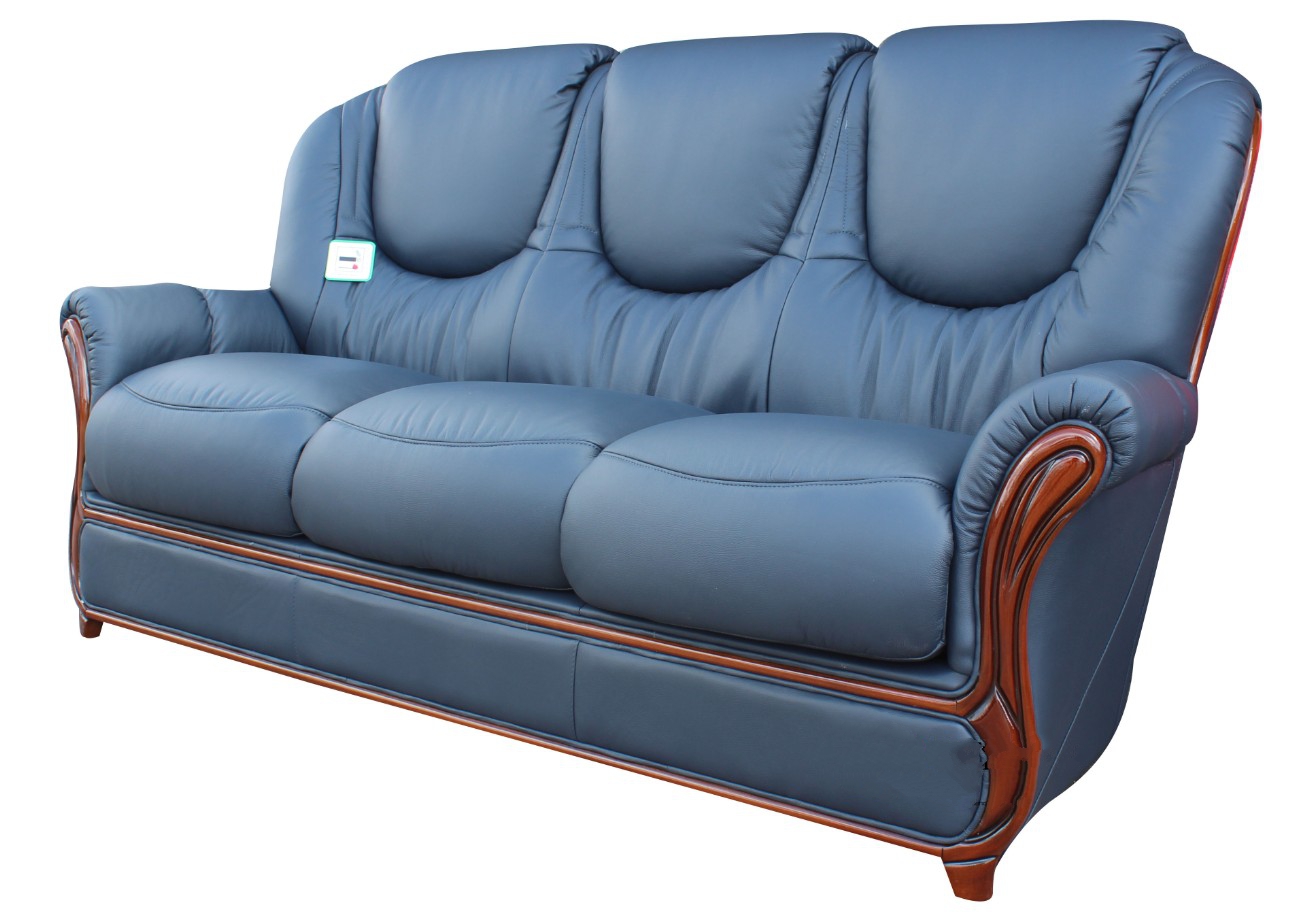 Product photograph of Juliet Handmade 3 Seater Sofa Settee Genuine Italian Navy Blue Real Leather from Chesterfield Sofas.