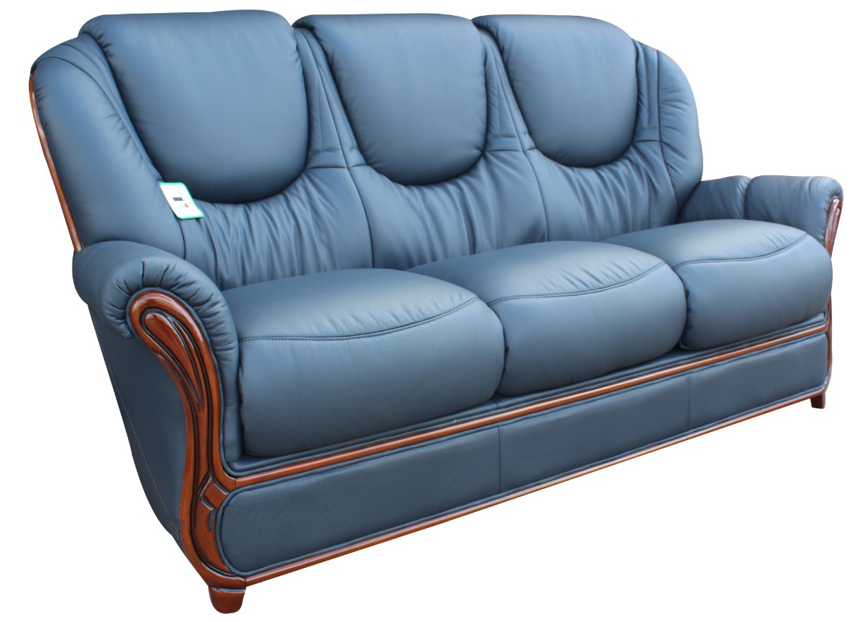 Product photograph of Juliet Handmade 3 Seater Sofa Settee Genuine Italian Navy Blue Real Leather from Chesterfield Sofas.