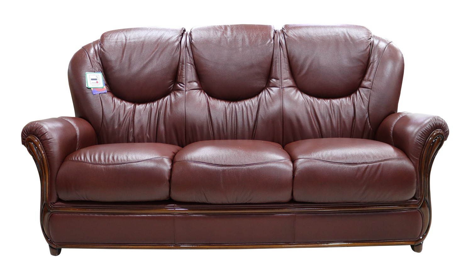 Product photograph of Juliet Handmade 3 Seater Sofa Settee Genuine Italian Wine Real Leather from Chesterfield Sofas