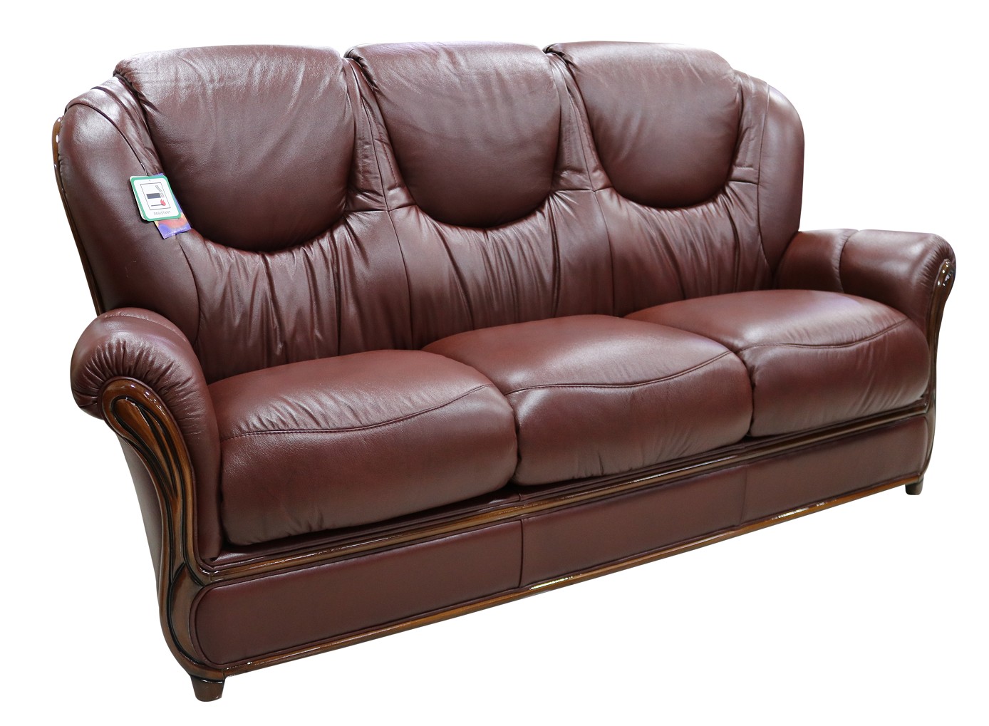 Product photograph of Juliet Handmade 3 Seater Sofa Settee Genuine Italian Wine Real Leather from Chesterfield Sofas.