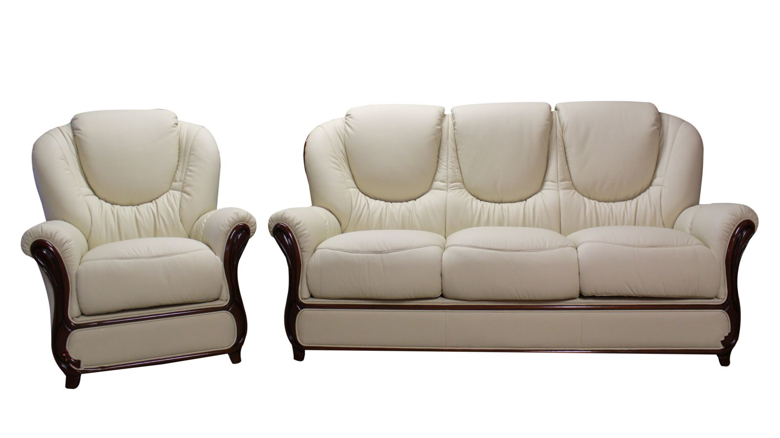 Product photograph of Juliet Original 3 Seater Armchair Sofa Suite Genuine Italian Cream Real Leather from Chesterfield Sofas