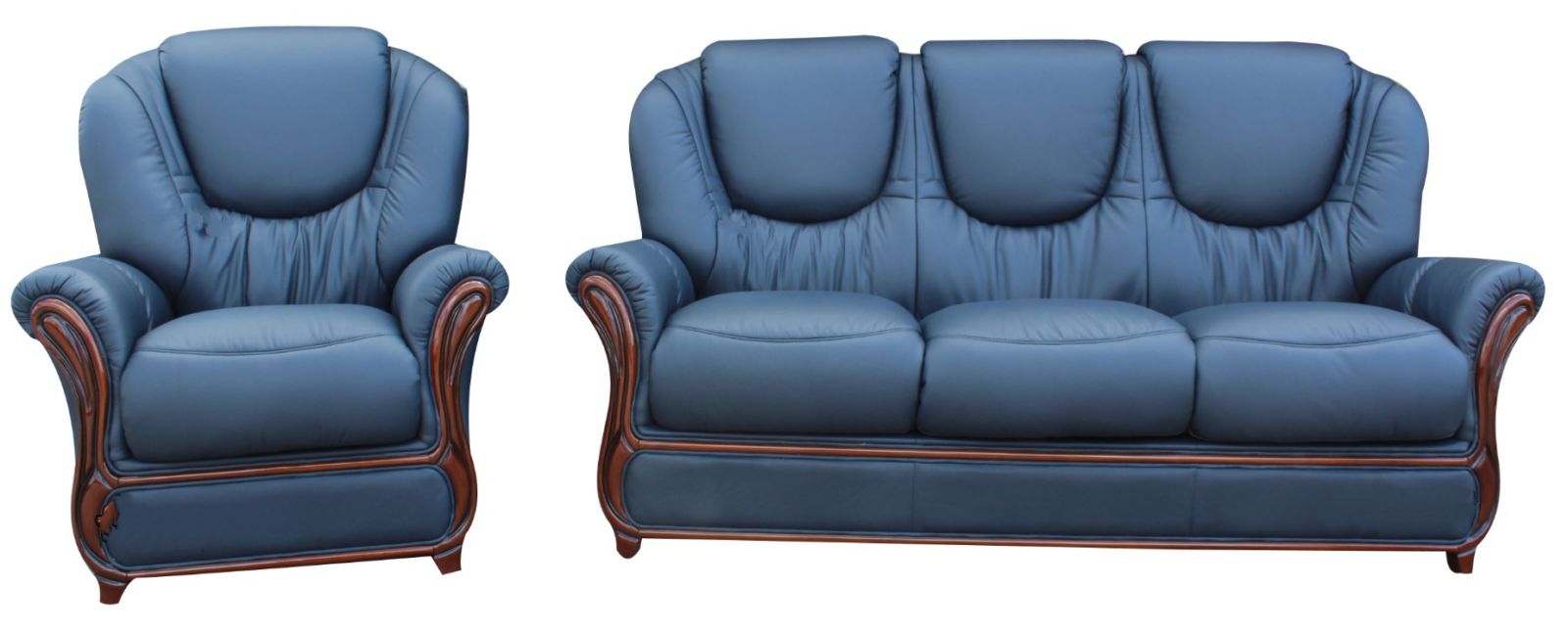 Product photograph of Juliet Original 3 Seater Armchair Sofa Suite Genuine Italian Navy Blue Real Leather from Chesterfield Sofas
