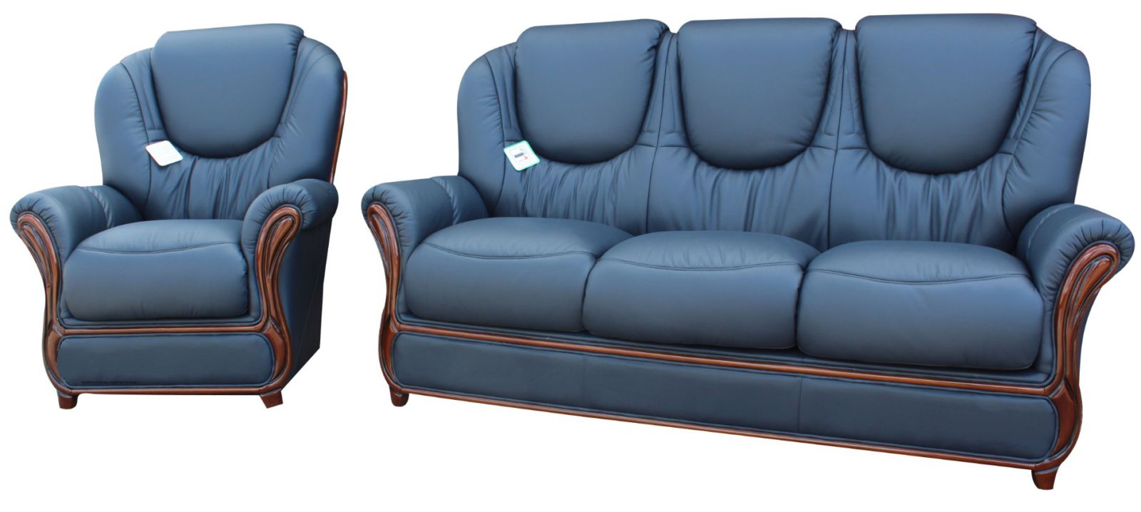 Product photograph of Juliet Original 3 Seater Armchair Sofa Suite Genuine Italian Navy Blue Real Leather from Chesterfield Sofas.