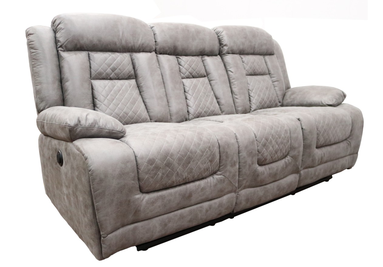 Product photograph of Kelly 3 Seater Electric Recliner Grey Real Fabric Sofa from Chesterfield Sofas.