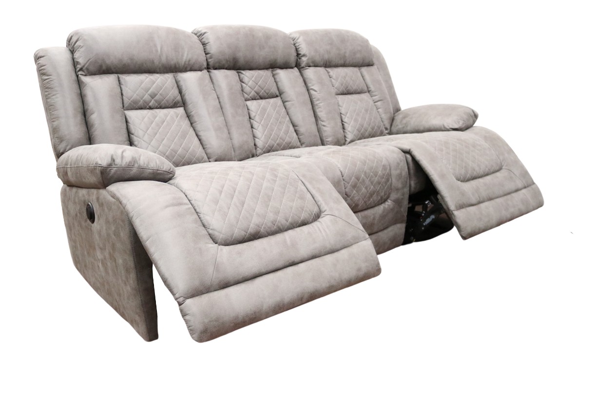 Product photograph of Kelly 3 Seater Electric Recliner Grey Real Fabric Sofa from Chesterfield Sofas