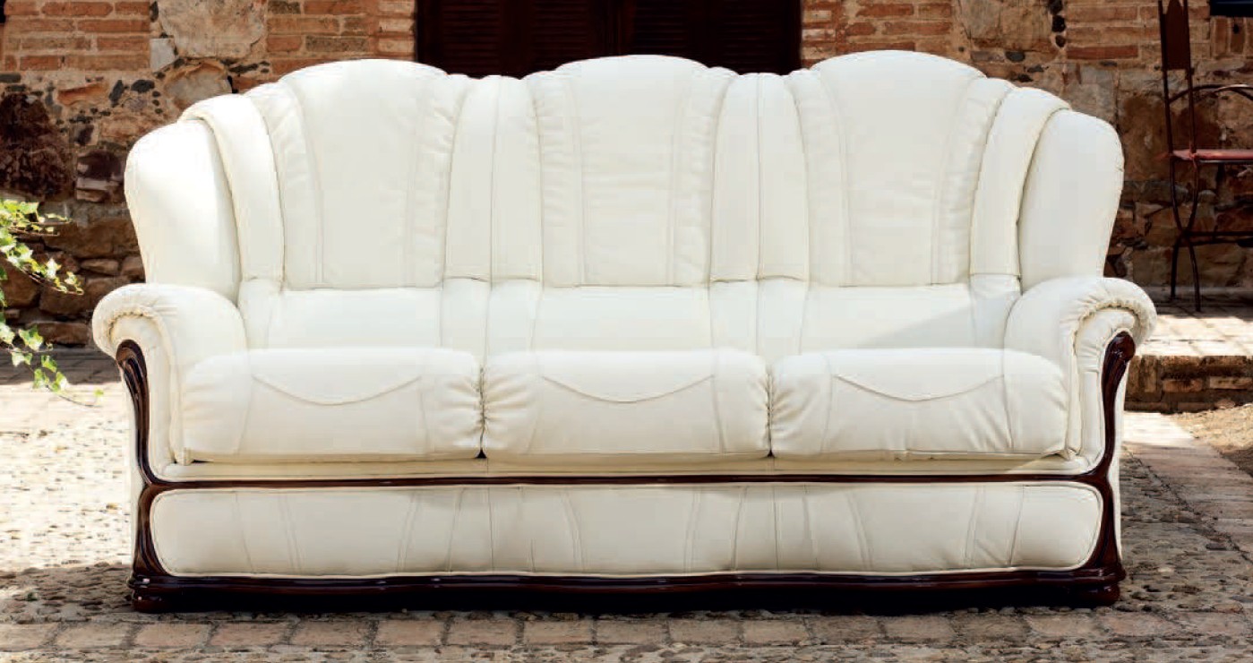 Product photograph of Laura Handmade 3 Seater Sofa Settee Italian Blanco White Real Leather from Chesterfield Sofas