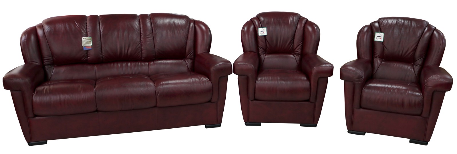 Product photograph of Lazio Handmade 3 1 1 Sofa Suite Genuine Italian Burgandy Real Leather from Chesterfield Sofas