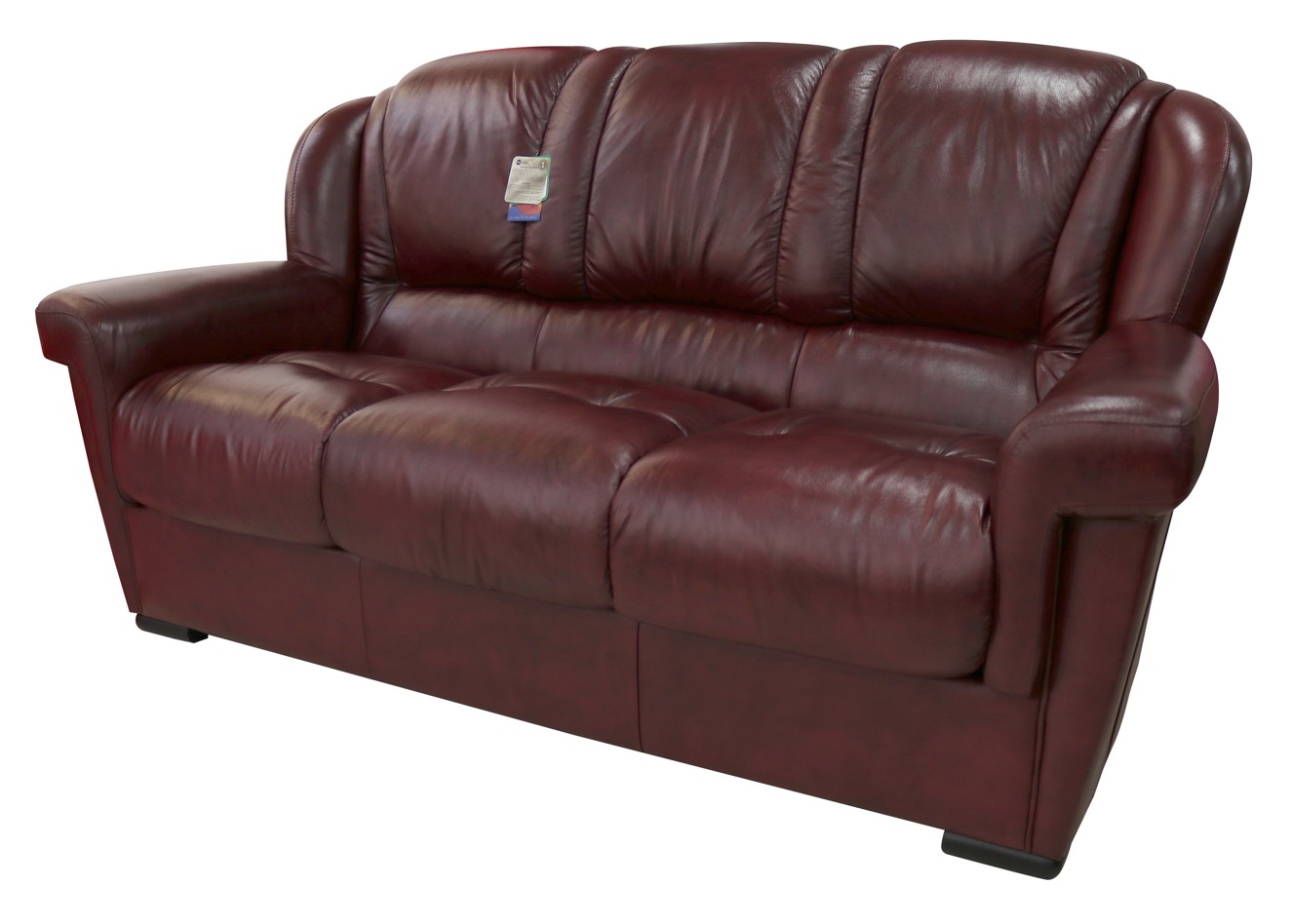 Product photograph of Lazio Handmade 3 Seater Sofa Genuine Italian Burgandy Real Leather from Chesterfield Sofas.
