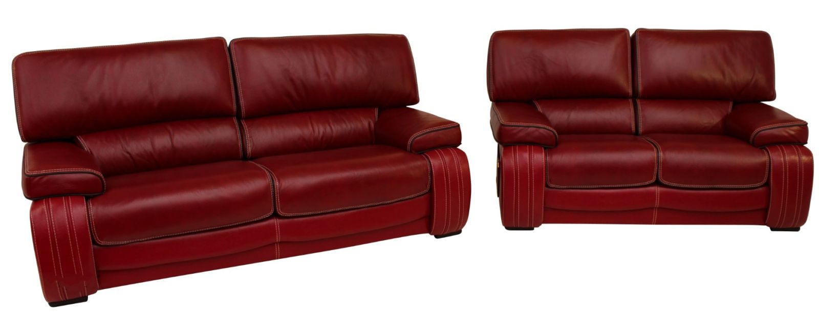 Product photograph of Livorno Handmade 3 Seater 2 Seater Sofa Suite Genuine Italian Red Real Leather from Chesterfield Sofas