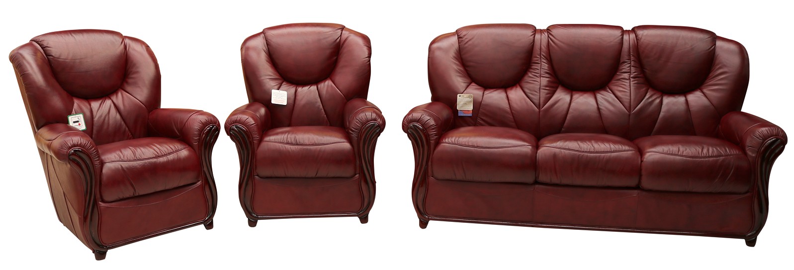 Product photograph of Lucca Handmade 3 1 1 Sofa Suite Genuine Italian Burgandy Real Leather from Chesterfield Sofas