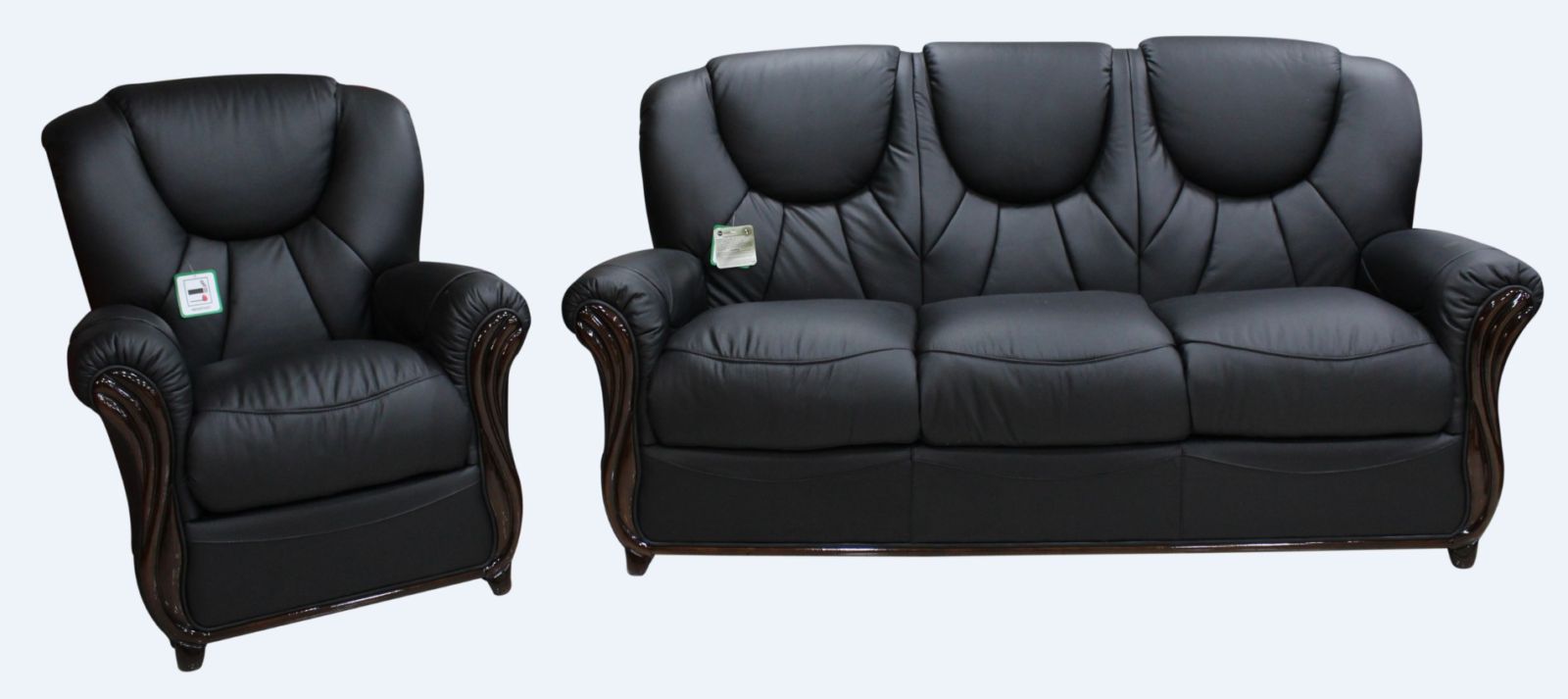 Product photograph of Lucca Handmade 3 1 Sofa Suite Genuine Italian Black Real Leather from Chesterfield Sofas