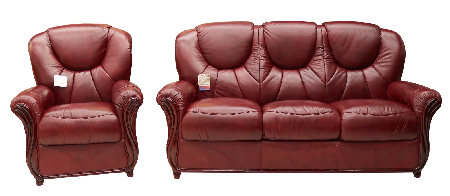 Product photograph of Lucca Handmade 3 1 Sofa Suite Genuine Italian Burgandy Real Leather from Chesterfield Sofas