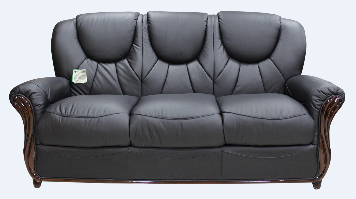 Product photograph of Lucca Handmade 3 Seater Sofa Settee Genuine Italian Black Real Leather from Chesterfield Sofas