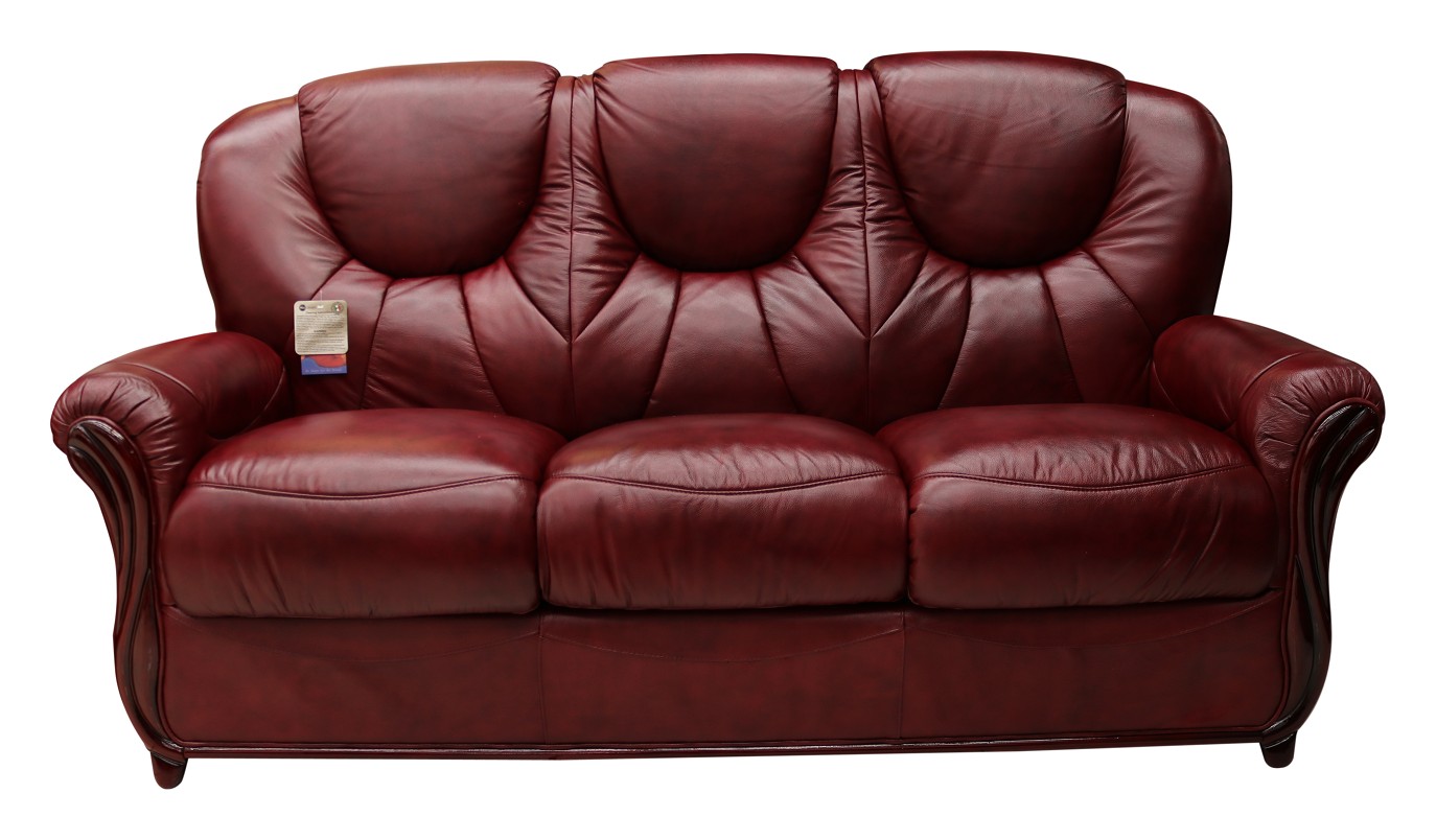 Product photograph of Lucca Handmade 3 Seater Sofa Settee Genuine Italian Burgandy Real Leather from Chesterfield Sofas