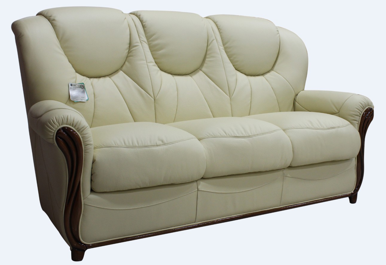 Product photograph of Lucca Handmade 3 Seater Sofa Settee Genuine Italian Cream Real Leather from Chesterfield Sofas.