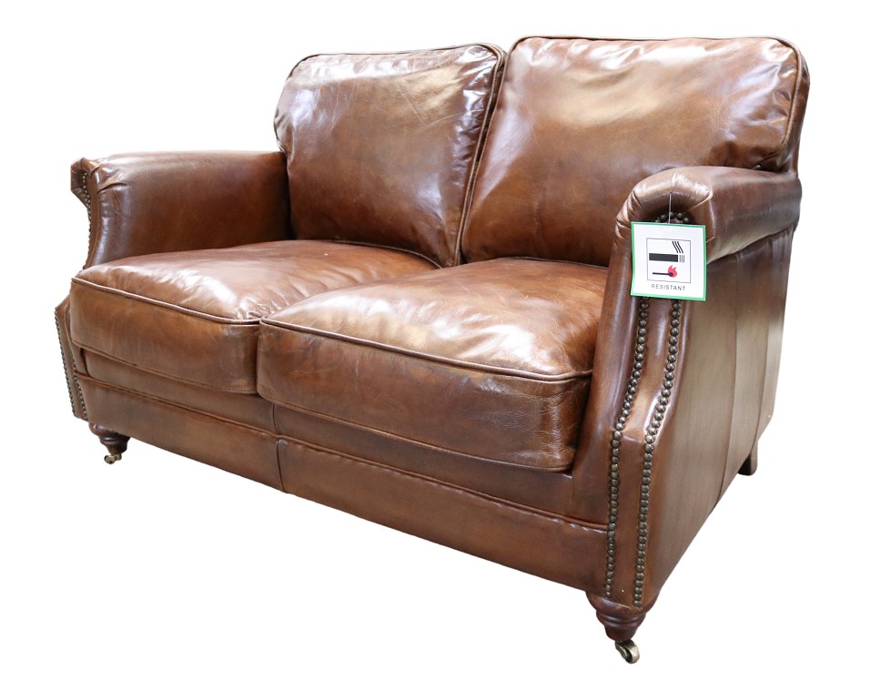 Product photograph of Luxury 2 Seater Vintage Distressed Brown Real Leather Sofa Settee from Chesterfield Sofas.