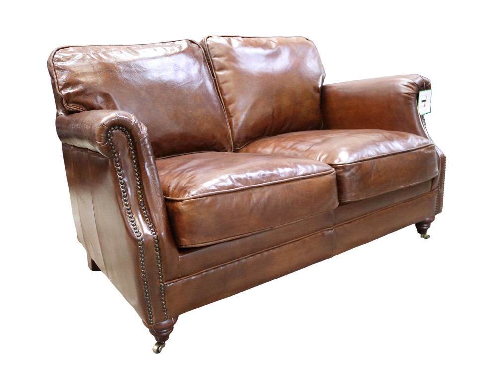 Product photograph of Luxury 2 Seater Vintage Distressed Brown Real Leather Sofa Settee from Chesterfield Sofas.